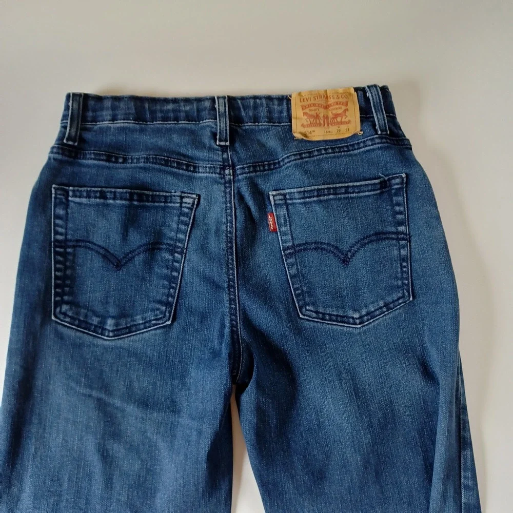 Levi's Jeans Boys 18 Reg Blue 514 Straight Fit Adjustable Waist Denim S111-07